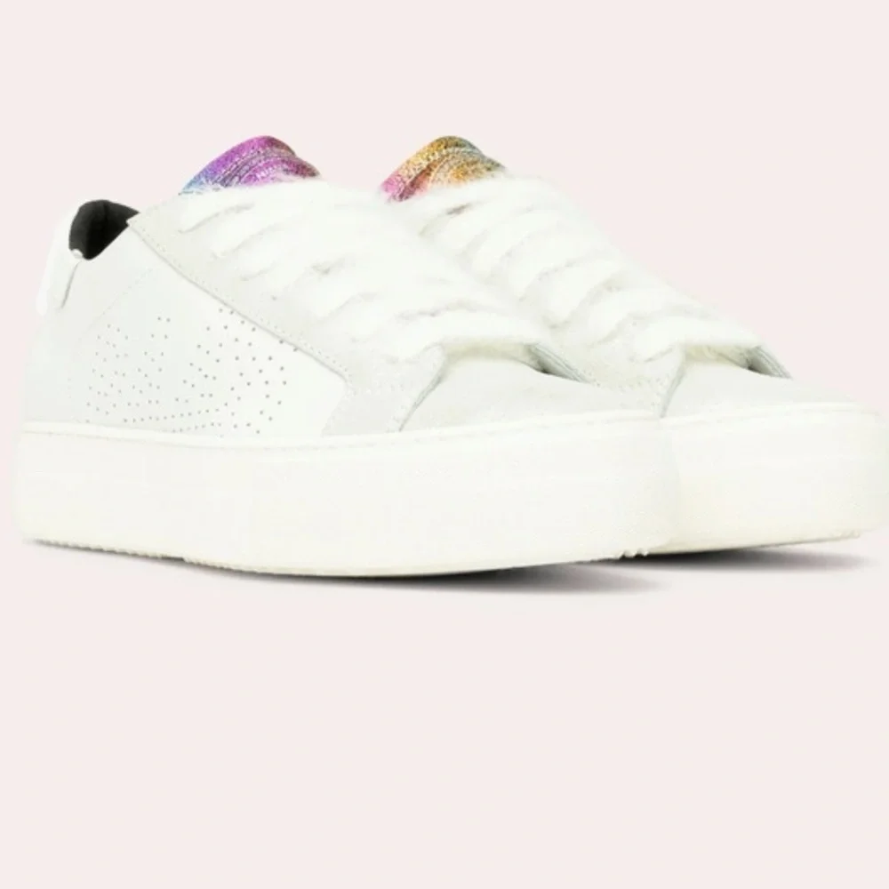 P448 Thea Rainbow Sneakers White Leather Size 39